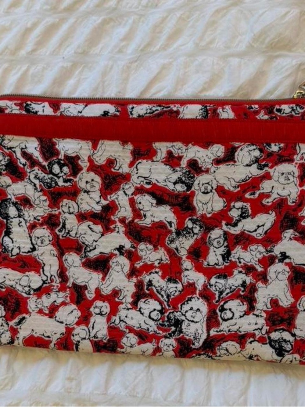 Red Poodle-Print Tablet Sleeve with Zip Closure